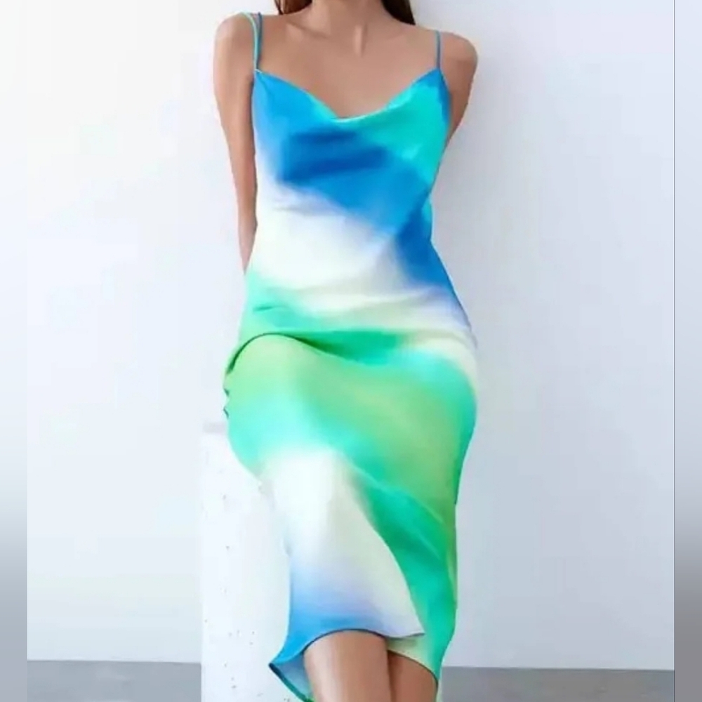 Zara Tie-Dye Satin Effect Dress